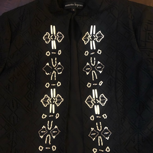 NANETTE LEPORE Black Island Blazer Beaded Lace - Picture 4 of 5